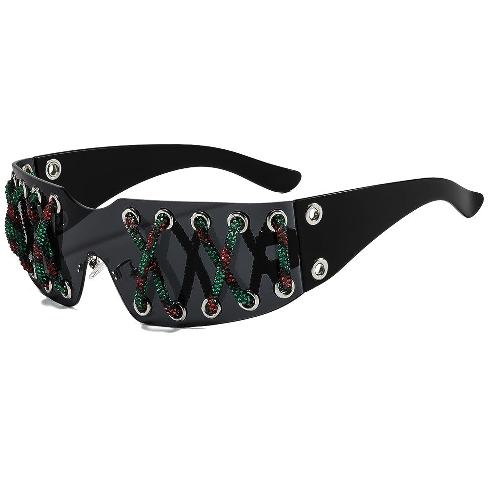 Women futuristic design sunglasses with unique decor Stornfield