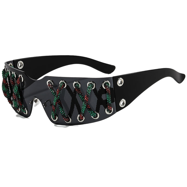 Women futuristic design sunglasses with unique decor Stornfield