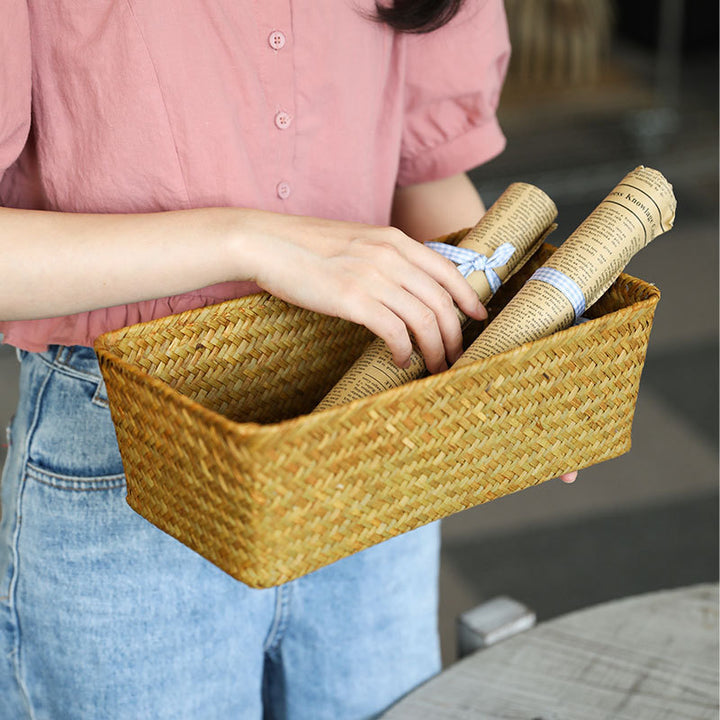Unisex Rectangular Storage Basket made of Natural Wicker Stornfield