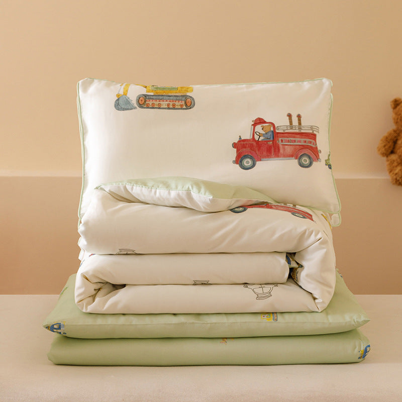 Toddler Cotton Duvet Cover and Pillowcase Set with Whimsical Space & Cloud Print