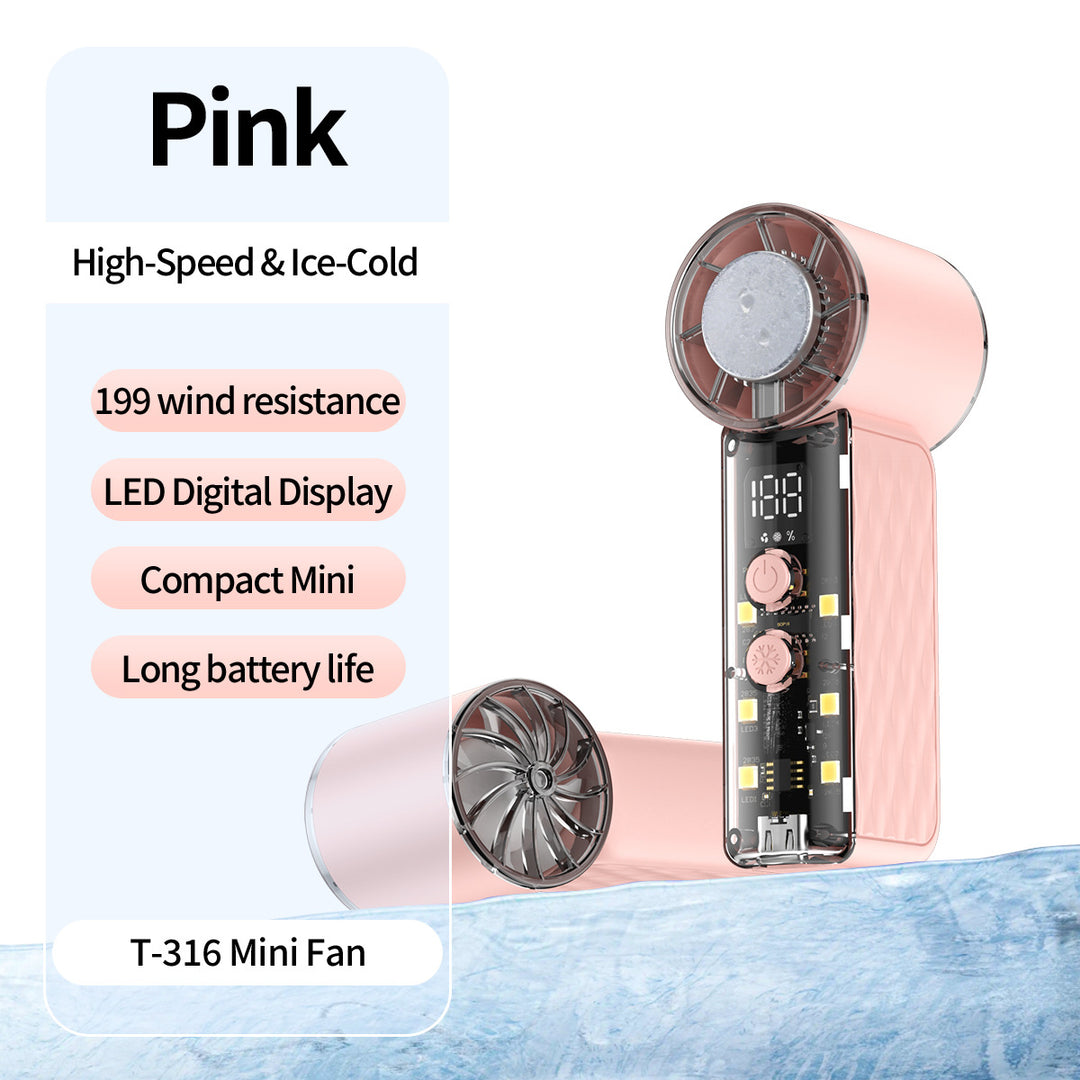Women's nan compact rechargeable handheld cooling fan with LED real time display and multi-speed Stornfield