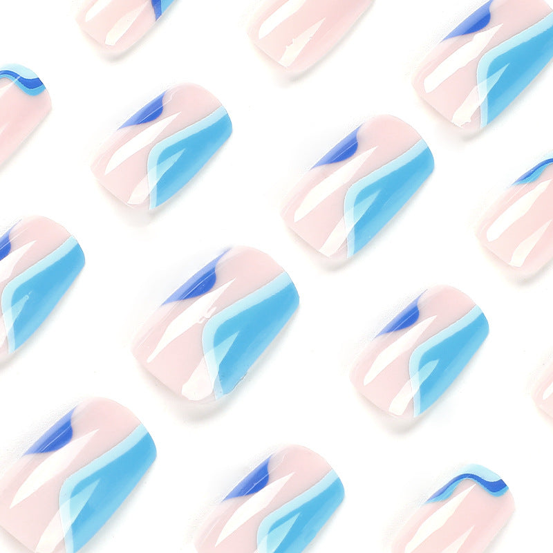 Artful nail extensions with maritime wave pattern Stornfield