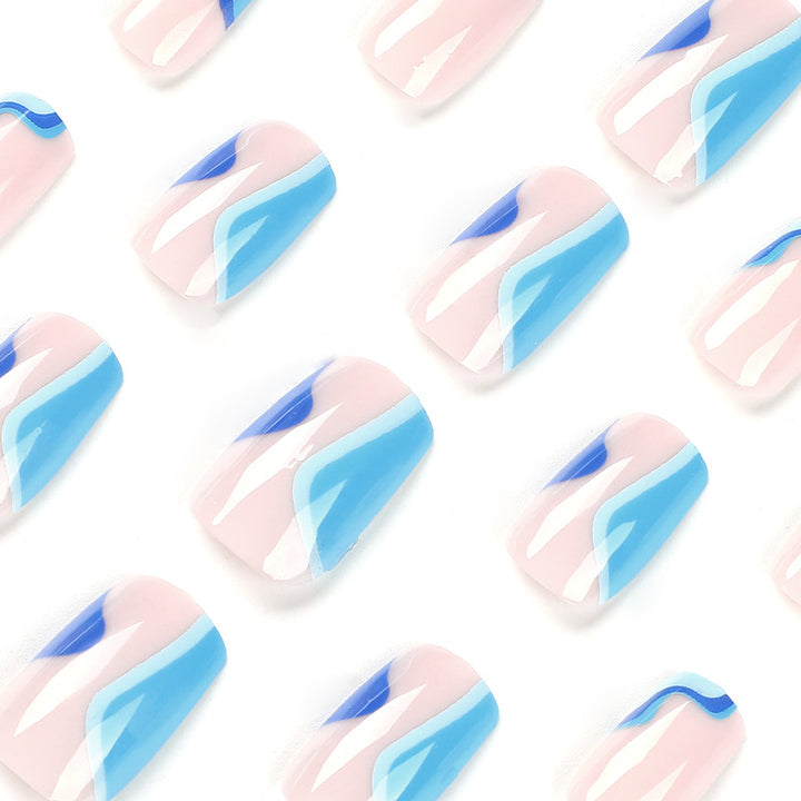 Artful nail extensions with maritime wave pattern Stornfield