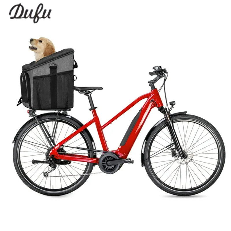 collapsible pet bicycle carrier basket with padded interior safety leash and quick-release mount Stornfield