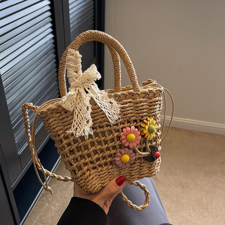 Handcrafted Floral Embroidered Woven Tote Bag