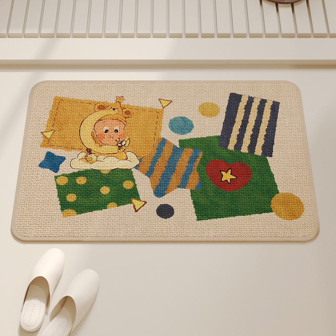 Patchwork Cat-Themed Area Mat