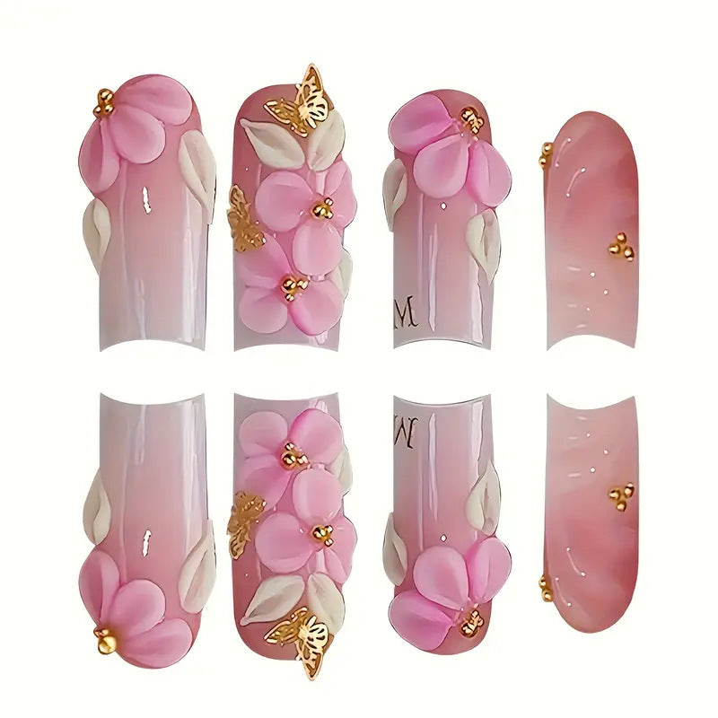 Floral-Accent Press-On Nail Art Stornfield