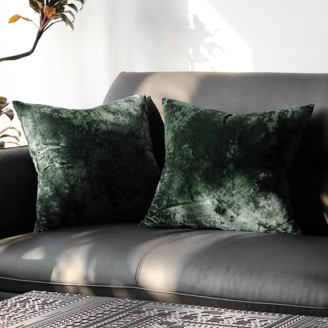 Square Crushed Velvet Decorative Throw Pillow Covers with Hidden Zipper