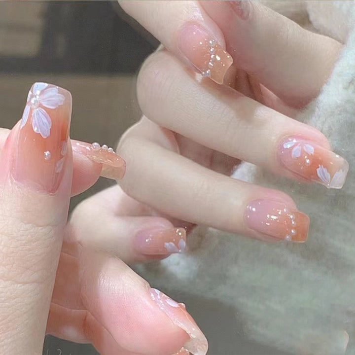 Elegant Floral Press-On Nail Tips