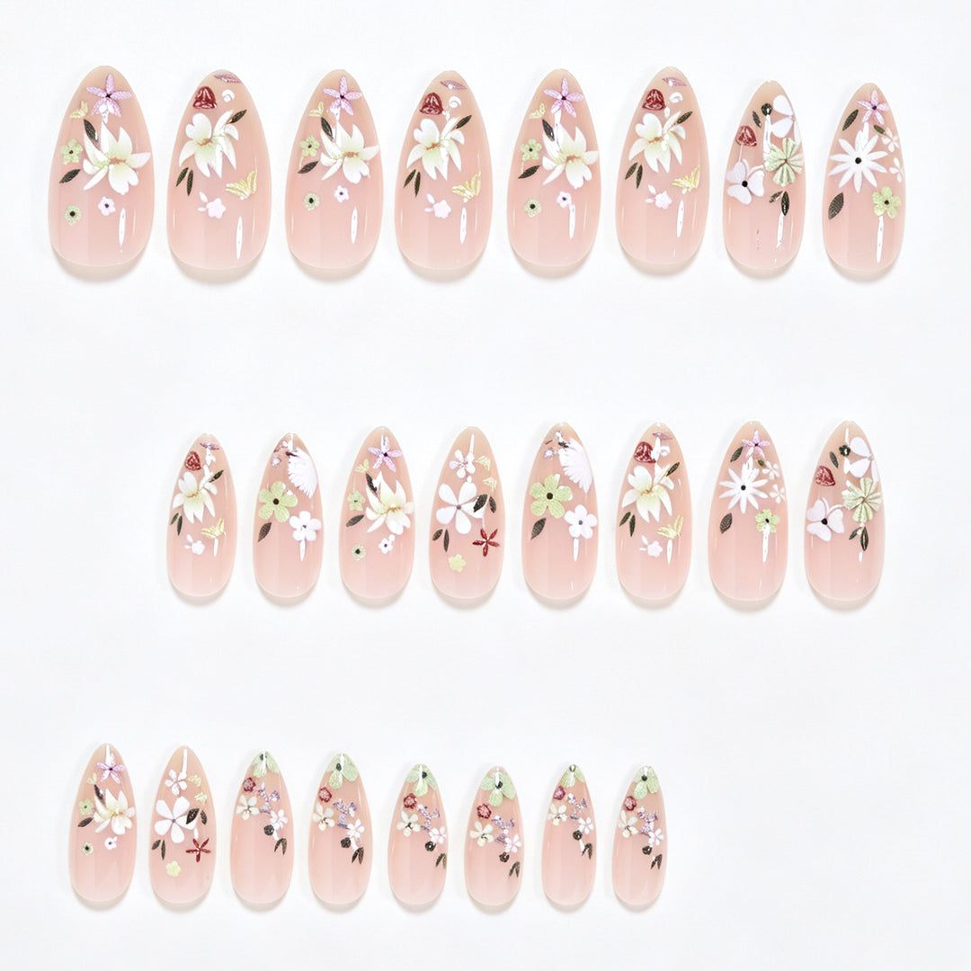 Floral Art Acrylic Nail Tips Stornfield