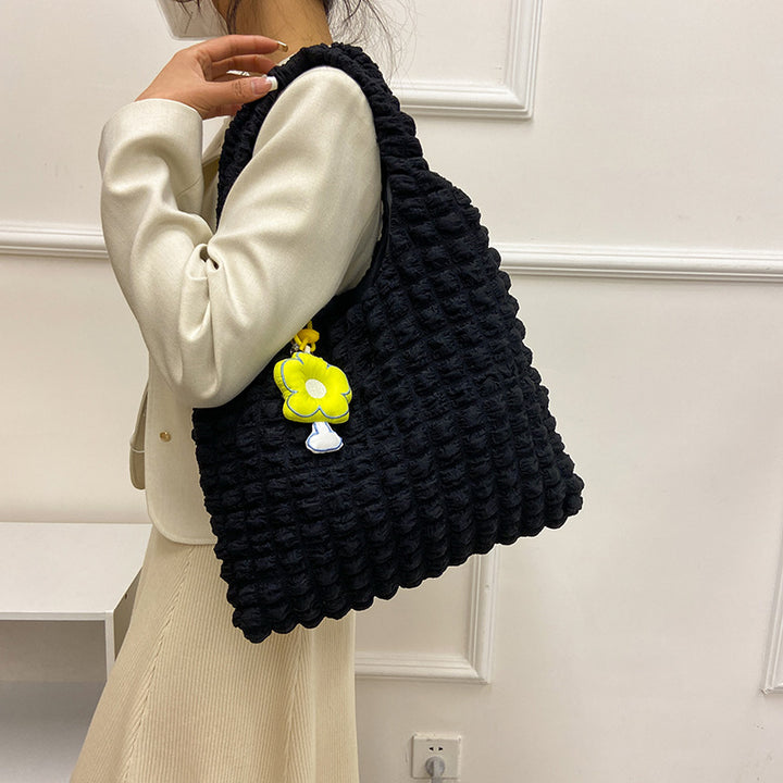 Textured Fabric Shoulder Tote