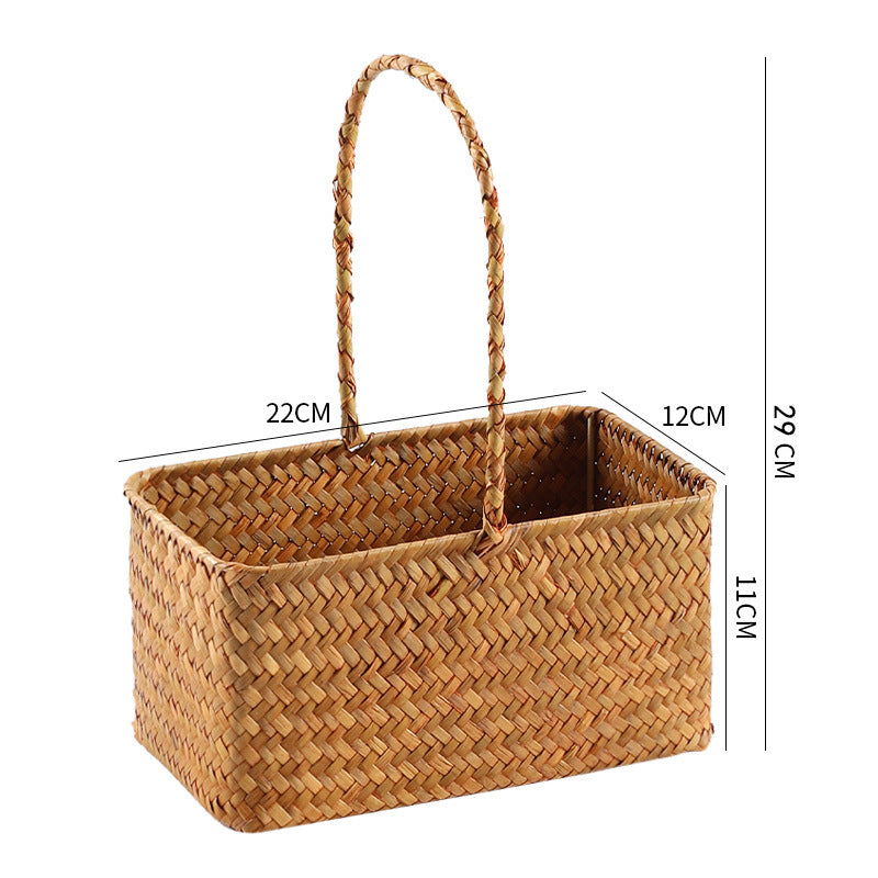 Handwoven Natural Fiber Carrying Basket Stornfield