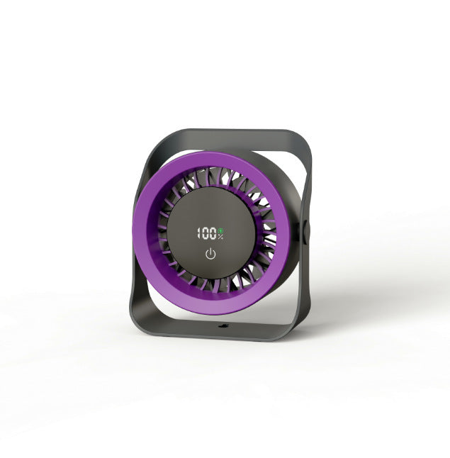 Unisex portable battery table fan with digital battery display, touch-sensitive power button, and adjustable stand