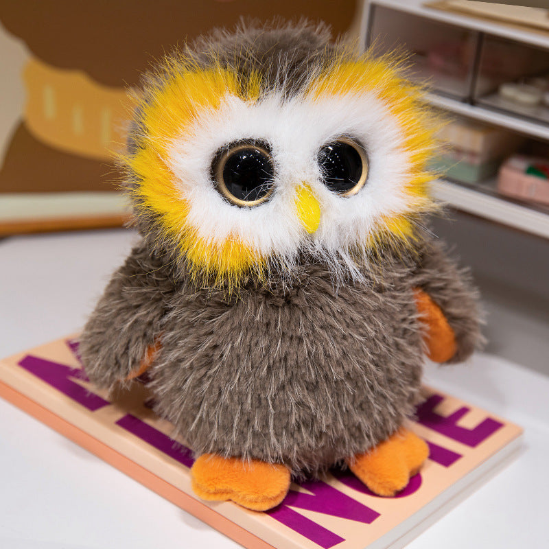Plush Round Owl Collectible with Ultra-Soft Faux Fur & Large Glassy Eyes Stornfield