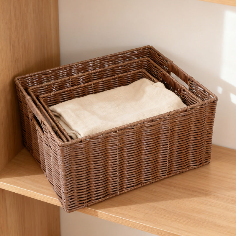 Women's storage basket made of woven material with integrated lids Stornfield