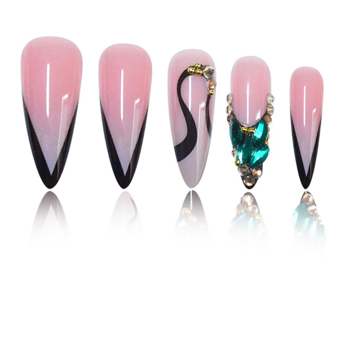 Rhinestone-Embellished Stiletto Nail Art Extensions Stornfield