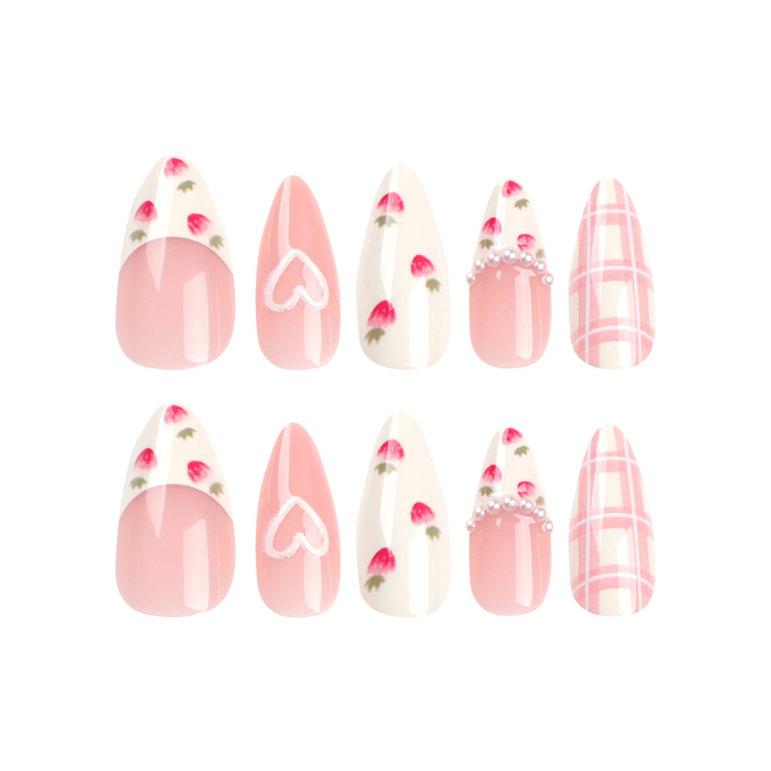 Artistic Heart and Floral Press-On Nail Extensions Stornfield
