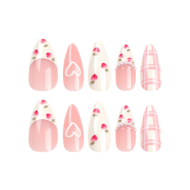 Artistic Heart and Floral Press-On Nail Extensions Stornfield