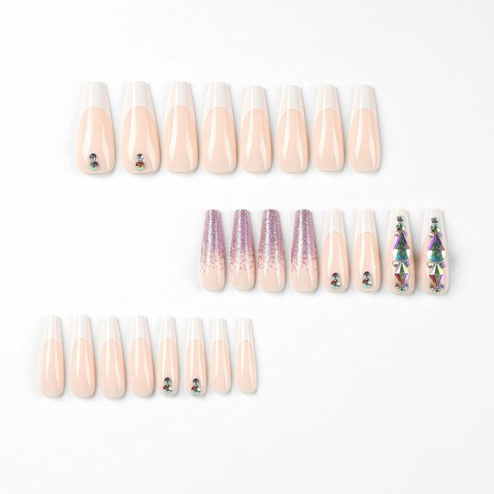 Artful Nail Extensions with Glitter and Rhinestone Accents Stornfield