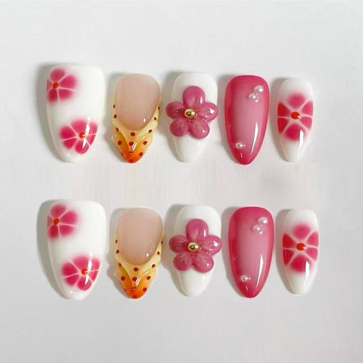 Floral-Designed Press-On Nail Art Kit