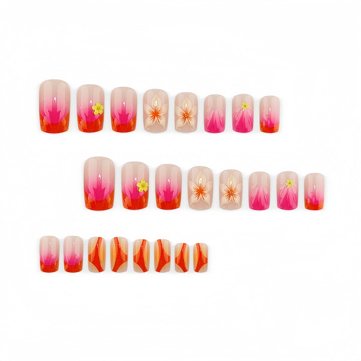 Artificial nails with floral 3D designs and gradient color Stornfield