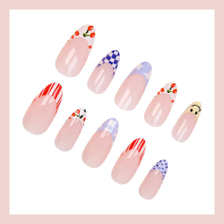Artificial nail set with cheerful motifs and creative designs Stornfield