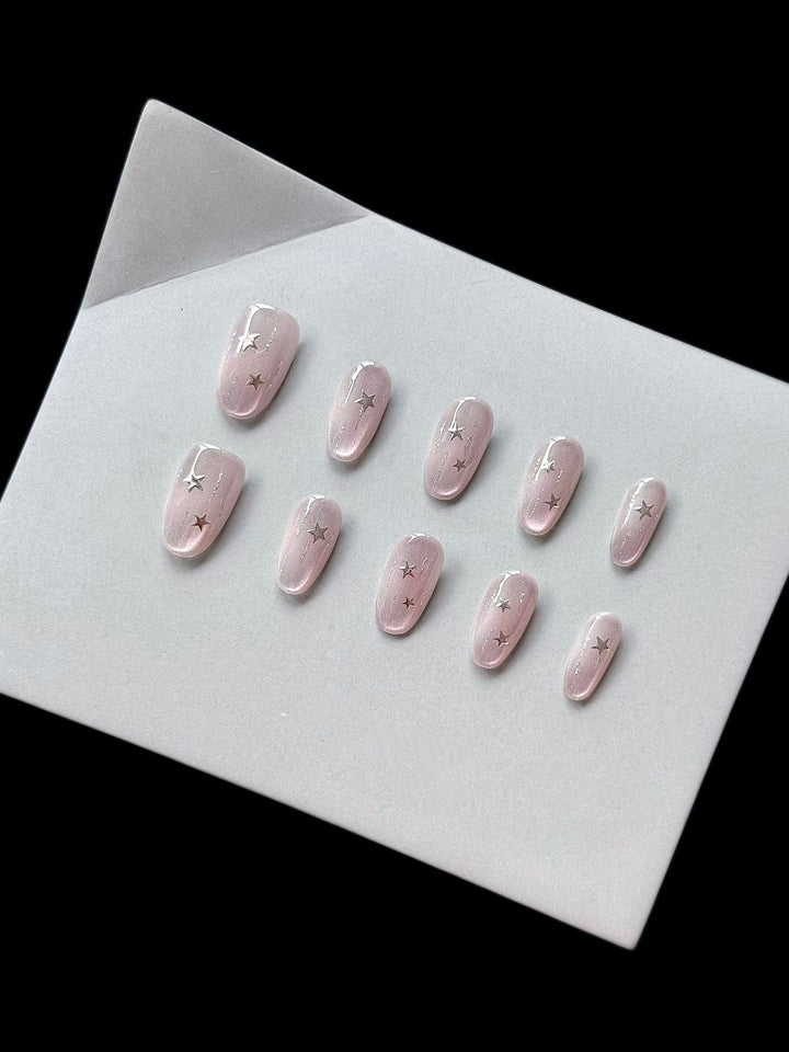 Press-On Nail Kit with Star Accents