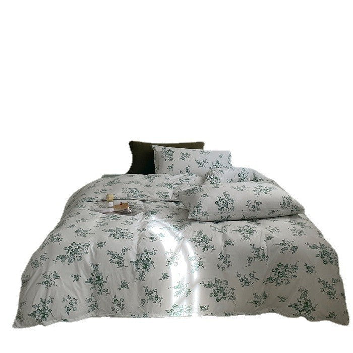 Cotton percale duvet cover set with delicate wildflower print and breathable finish