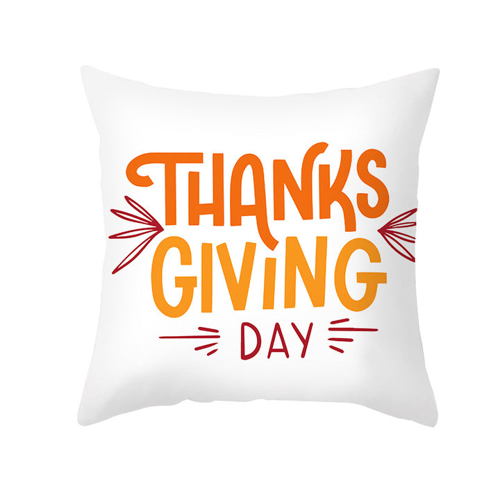 Square Removable Linen-Blend Thanksgiving Pumpkin Watercolor Throw Pillow Cover