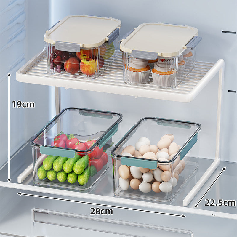 Two-Tier Adjustable Refrigerator Shelf Riser and Fridge Organizer
