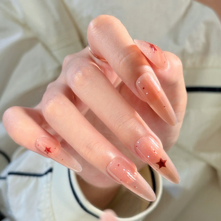 Artistic Press-On Nail Set with Star Accents Stornfield