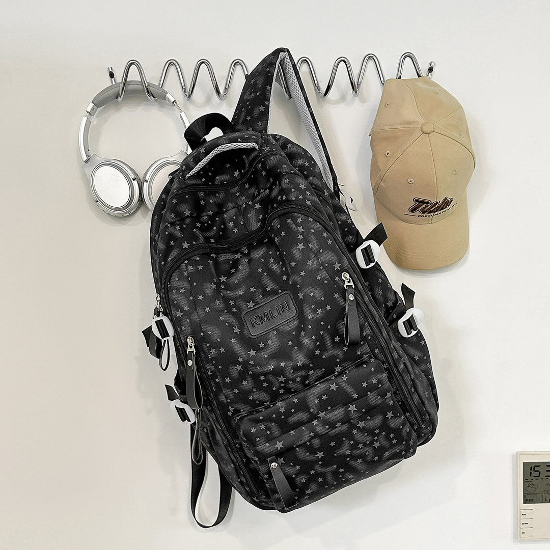 Stylish Multi-Pocket Star-Embellished Backpack Stornfield