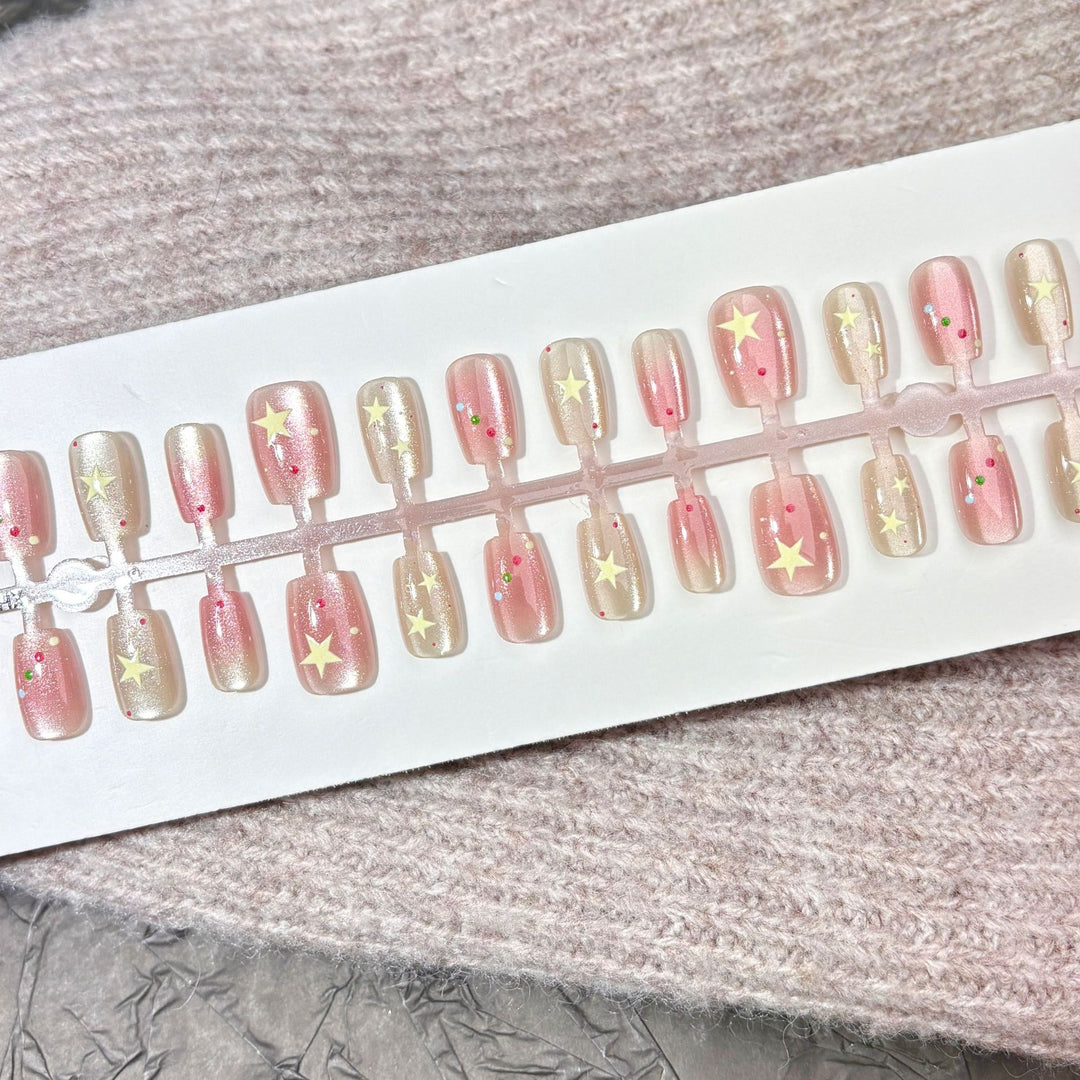 Decorative Star-Embellished Press-On Nails
