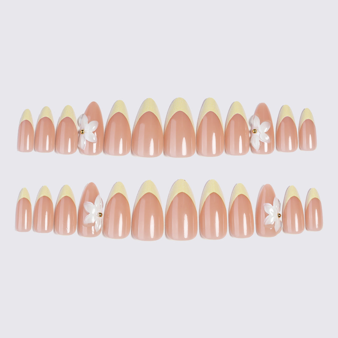 Premium Floral Embellished Press-On Nails Stornfield