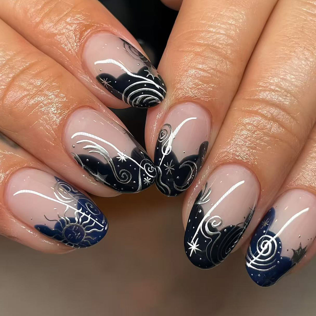 Artistic Floral Gel Press-On Nails Stornfield
