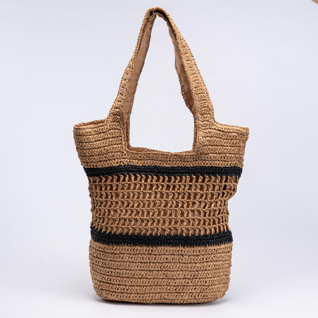 Handwoven tote bag with modern grid pattern Stornfield