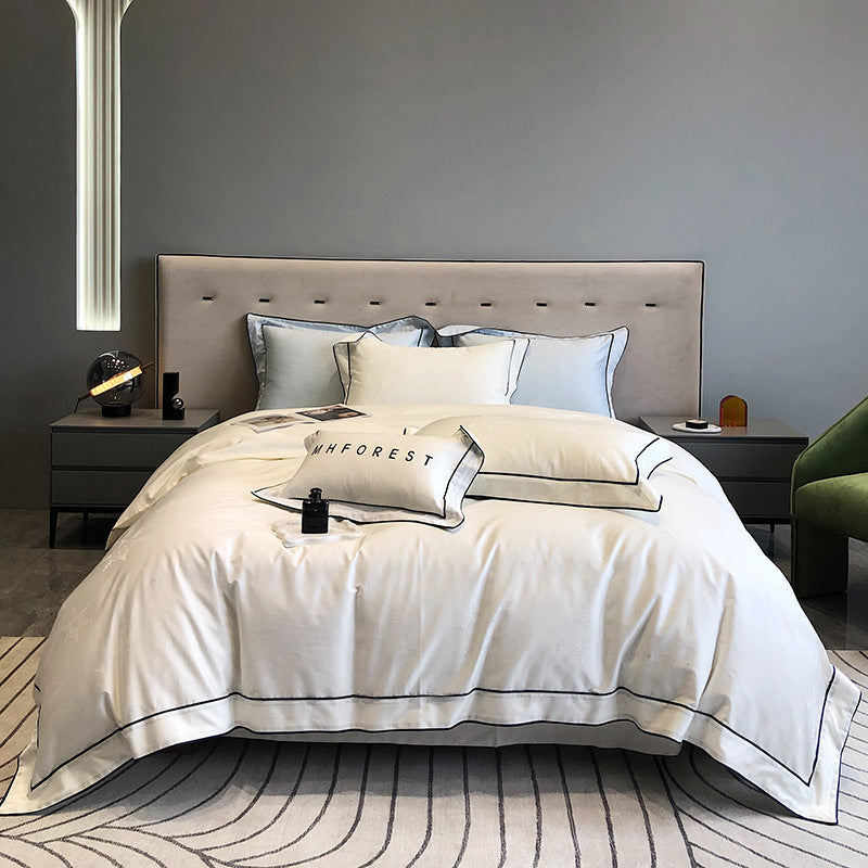 Luxury Cotton-Sateen Duvet Cover Ensemble with Hidden Closure, Corner Ties & Matching Shams