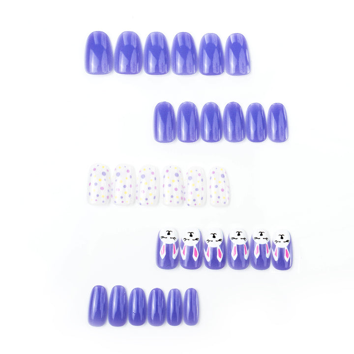 Thematic Bunny and Polka Dot Press-On Nail Art Set