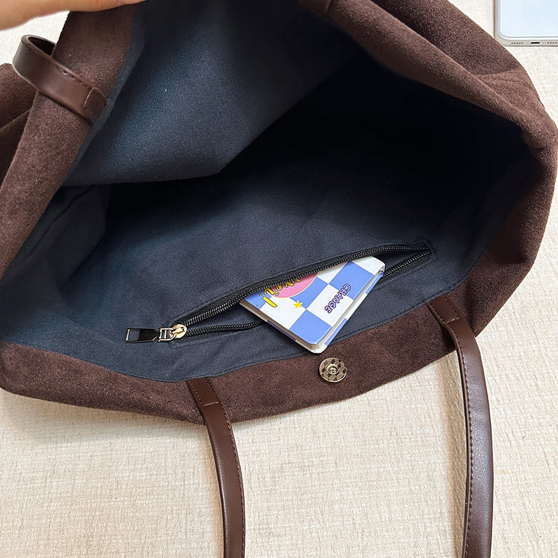 Suede Structured Tote Bag