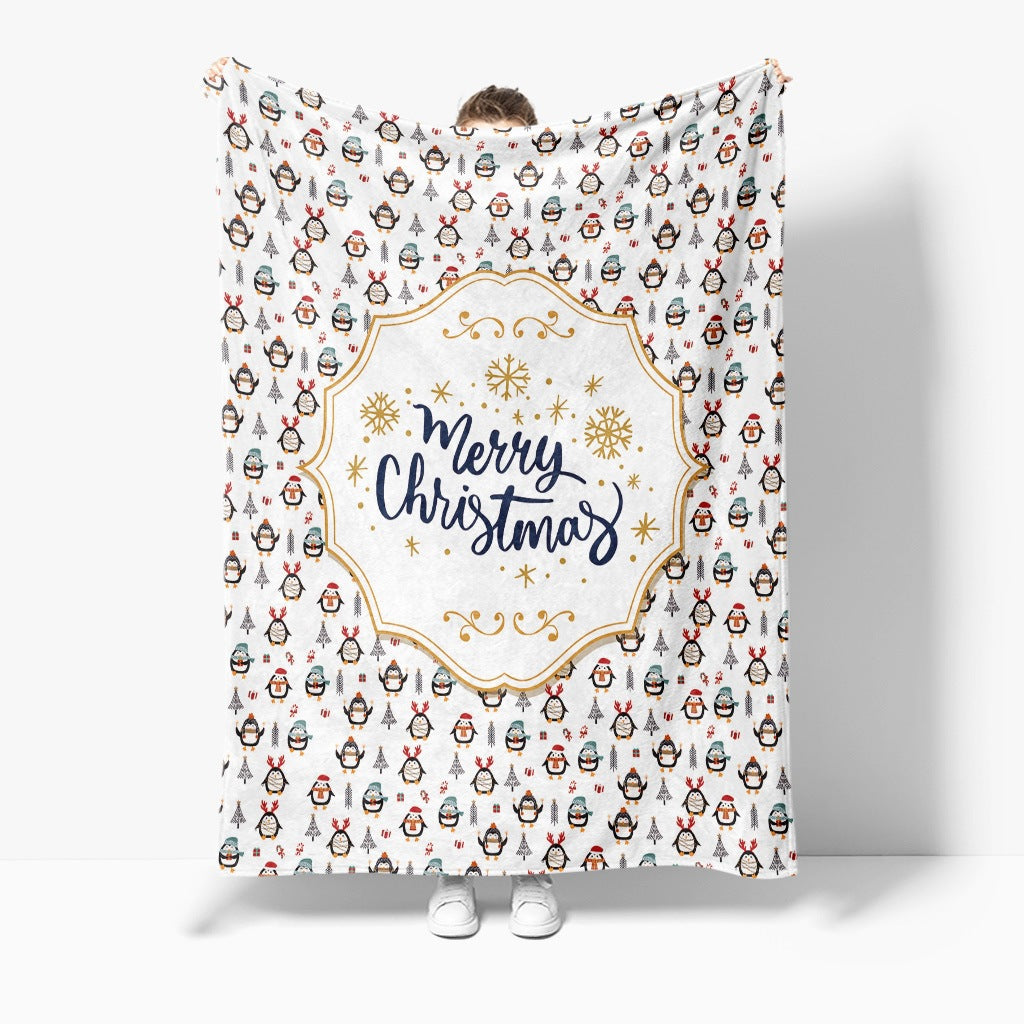 Festive Holiday-Themed Fleece Throw Blanket