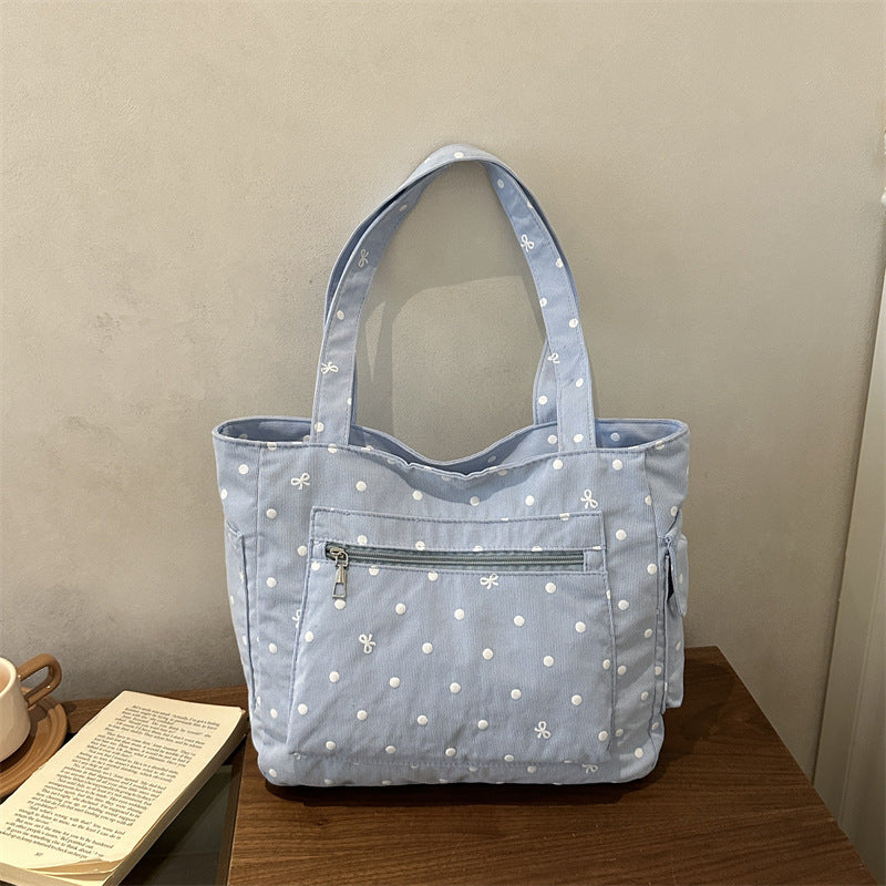 Stylish Polka Dot Canvas Tote Bag