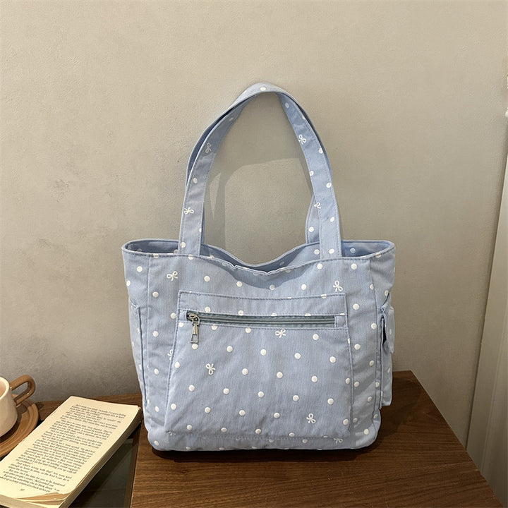 Stylish Polka Dot Canvas Tote Bag