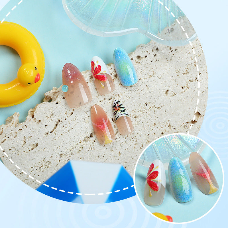 Artistic Tropical-Inspired Press-On Nail Set