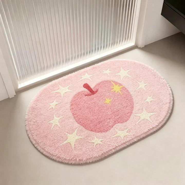 Playful Apple-Themed Plush Area Rug