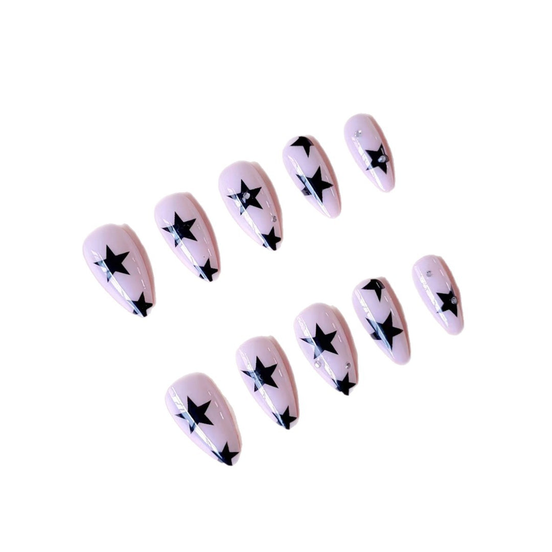 Star-Embellished Stiletto Nail Art Extensions Stornfield