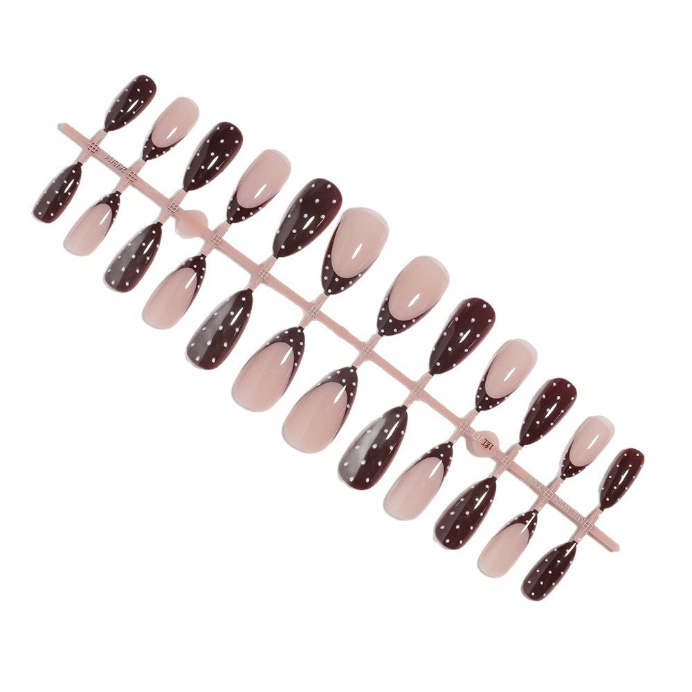 Artistic Press-On Nail Set with Heart and Polka Dot Design Stornfield