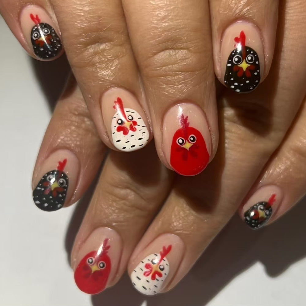 Themed Chicken Design Press-On Nails Stornfield