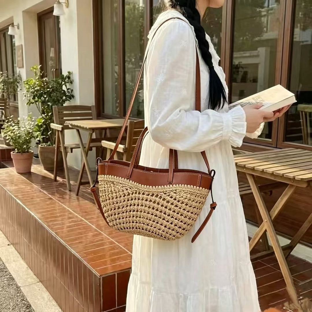 Braided shopping bag with high-quality leather trim Stornfield