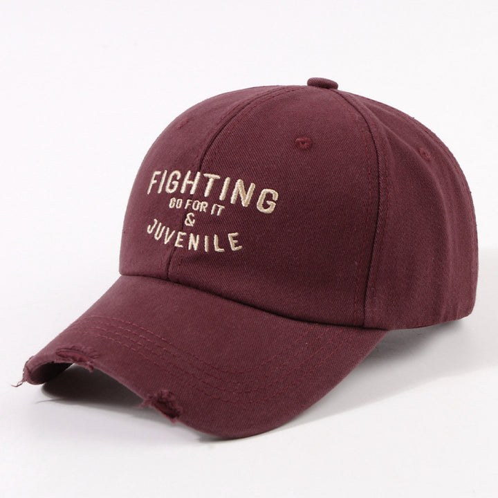 Women's Distressed Cotton Cap with Motivational Embroidery Stornfield