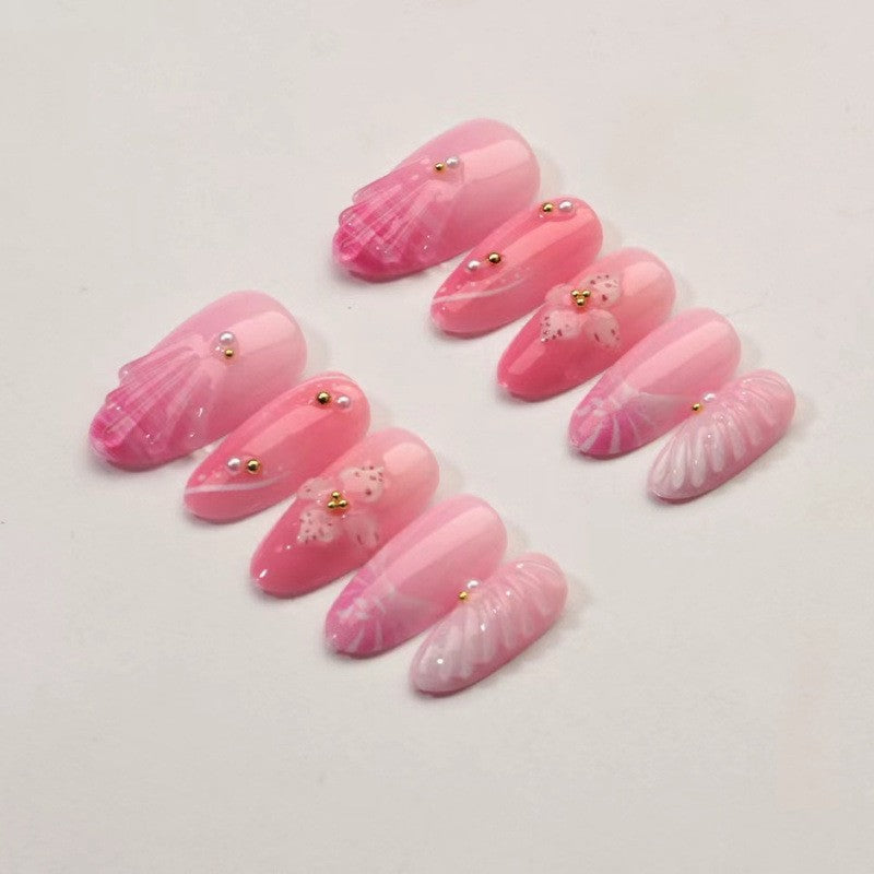 Elegant Floral Accentuated Stiletto Press-On Nails Stornfield